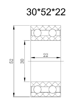 Чертеж 01-1977 Подшипник шкива 10PA 52x30x22 Чертеж 01-1977 Подшипник шкива 10PA 52x30x22