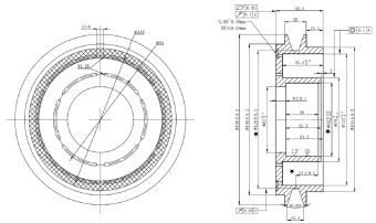 Чертеж 01-0977 Шкив B1 для компрессора TM31 158мм
