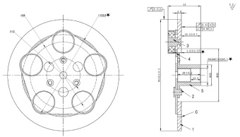Чертеж 01-0745 Прижимная пластина TM31 Ø140мм. шлиц