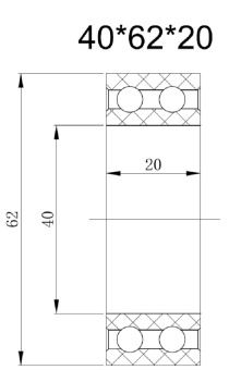 Чертеж 01-0792 Подшипник 62x40x20