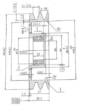 Чертеж 01-1608 Шкив A2 для компрессора TM21 Ø145мм.
