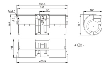 Чертеж 08-0922 Вентилятор центробежный 465х187 24V (без резистора)