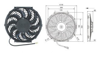 Чертеж 08-0344 Вентилятор 12 12V Pusher 120W S