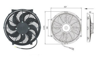 Чертеж 08-0947 Вентилятор 14 24V Pusher 125W S