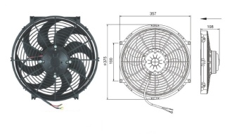 Чертеж 08-1799 Вентилятор 14 12V Pusher 160W S