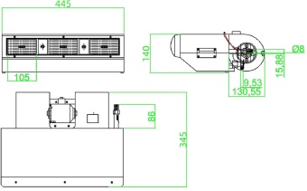 Чертеж 10-1245 Испаритель BEU 407-100 12V LHD O-Ring