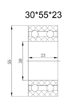 Чертеж 01-0872 Подшипник 55х30х23 Чертеж 01-0872 Подшипник 55х30х23
