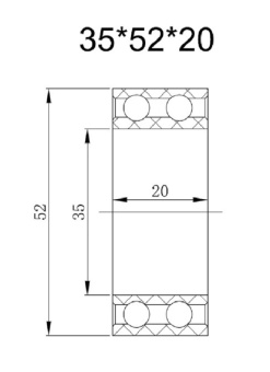 Чертеж 01-0805 Подшипник 52х35х20 Чертеж 01-0805 Подшипник 52х35х20
