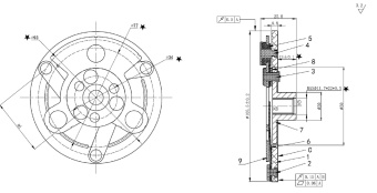 Чертеж 01-0772 Прижимная пластина 7V16 Ø105мм. шлиц