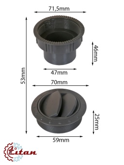 Чертеж 24-0769 Дефлектор серый D70 под гофру 47мм