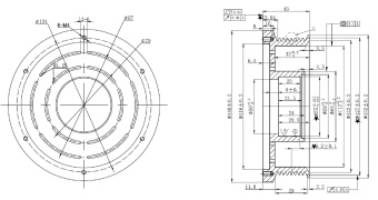 Чертеж 01-0602 Шкив PV8 для компрессора TM21 Ø127мм.