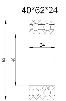 Чертеж 01-1976 Подшипник шкива 5H14 62х40х24 Чертеж 01-1976 Подшипник шкива 5H14 62х40х24