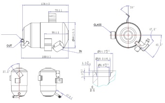 Чертеж 17-1656 Ресивер вертикальный 176ммх89мм, аналог Scania 1772730