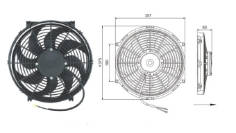 Чертеж 08-0522 Вентилятор 14 12V Puller 125W S