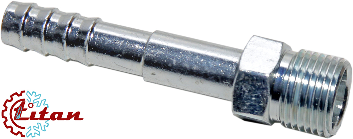 Фитинг стальной 10мм 1/2” №8х180˚ O-RING 3/4”-16UNF с наружной резьбой