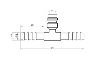 Чертеж 13-1463 Фитинг алюминиевый 10мм 1-2” №8х180˚ сростка c заправочным портом HP