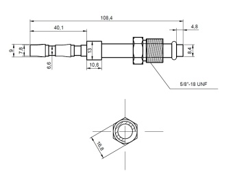 Чертеж 13-1145 Фитинг аналог Manuli 8мм 3-8  №6х180˚ O-RING 5-8 -18UNF с гайкой с наружной резьбой
